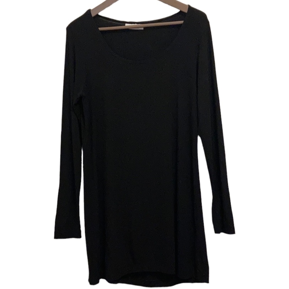 Bryn Walker Tunic Womens Small Black Long Sleeve Modal Stretch Scoop Neck Top